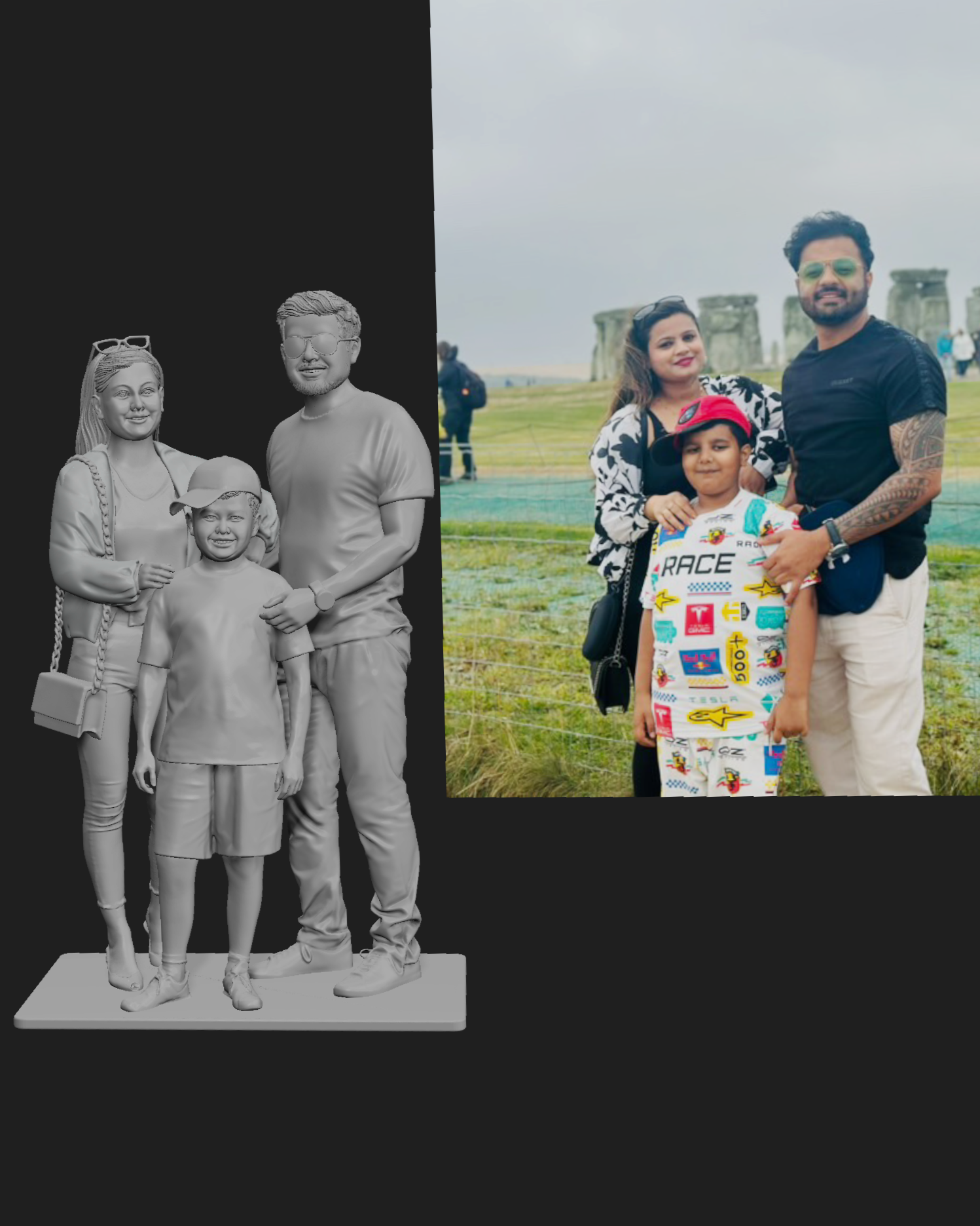 3D-Design for 3-person statue